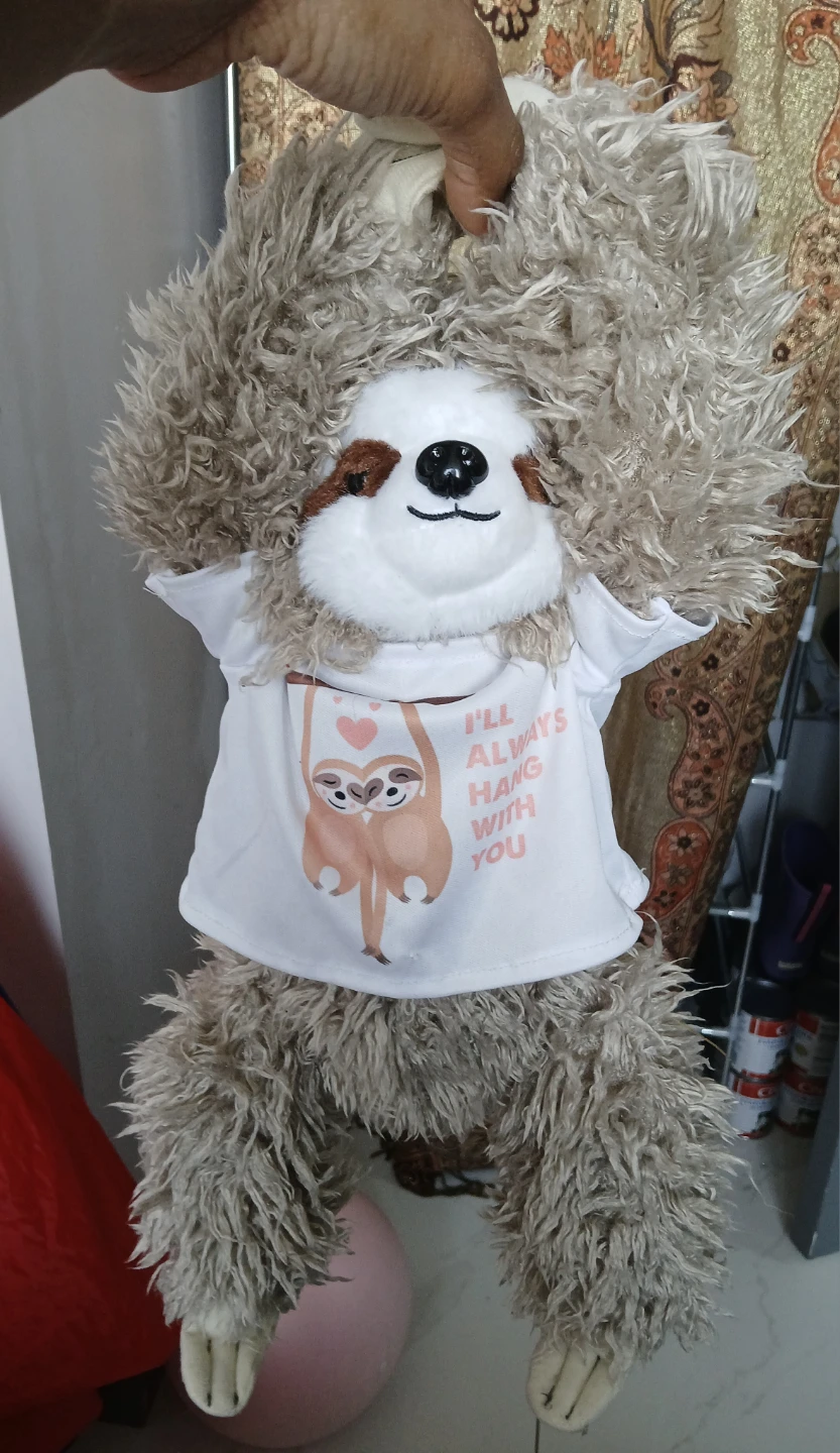Plush Sloth Toy with "I'll Always Hang With You" Shirt