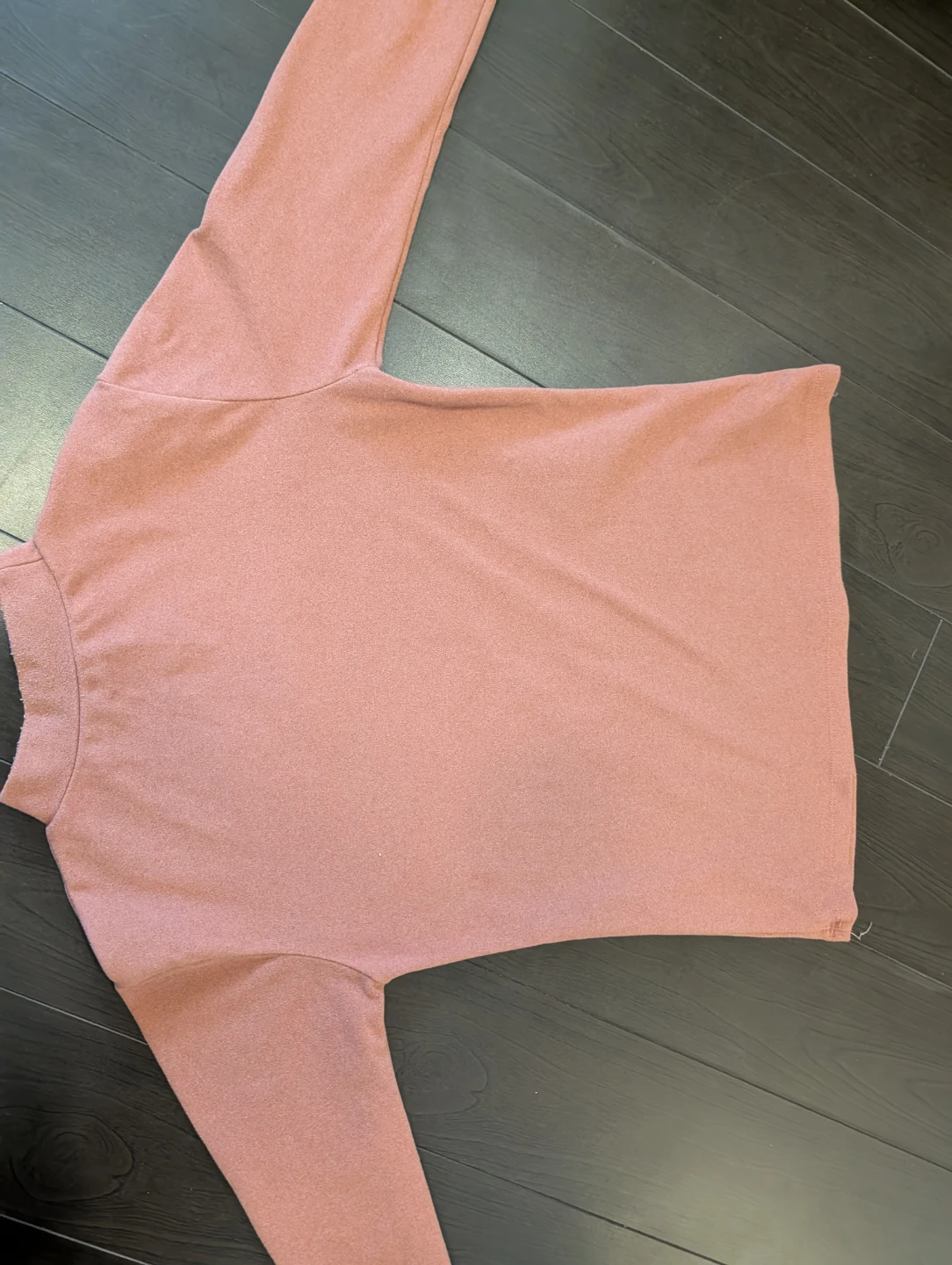 Coral Mock Neck Long Sleeve Shirt with "Wonderful" Embroidery - photo 3
