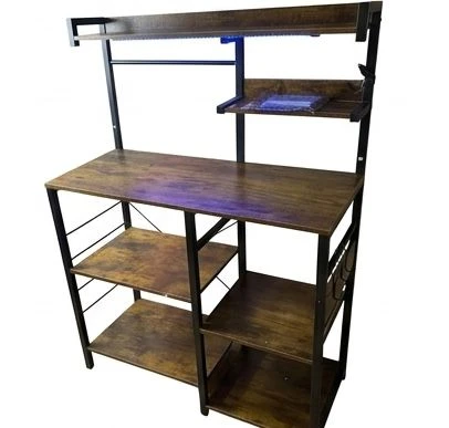 Rustic Wood Kitchen Baker's Rack with LED Light - photo 3