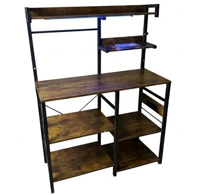 Rustic Wood Kitchen Baker's Rack with LED Light - photo 5