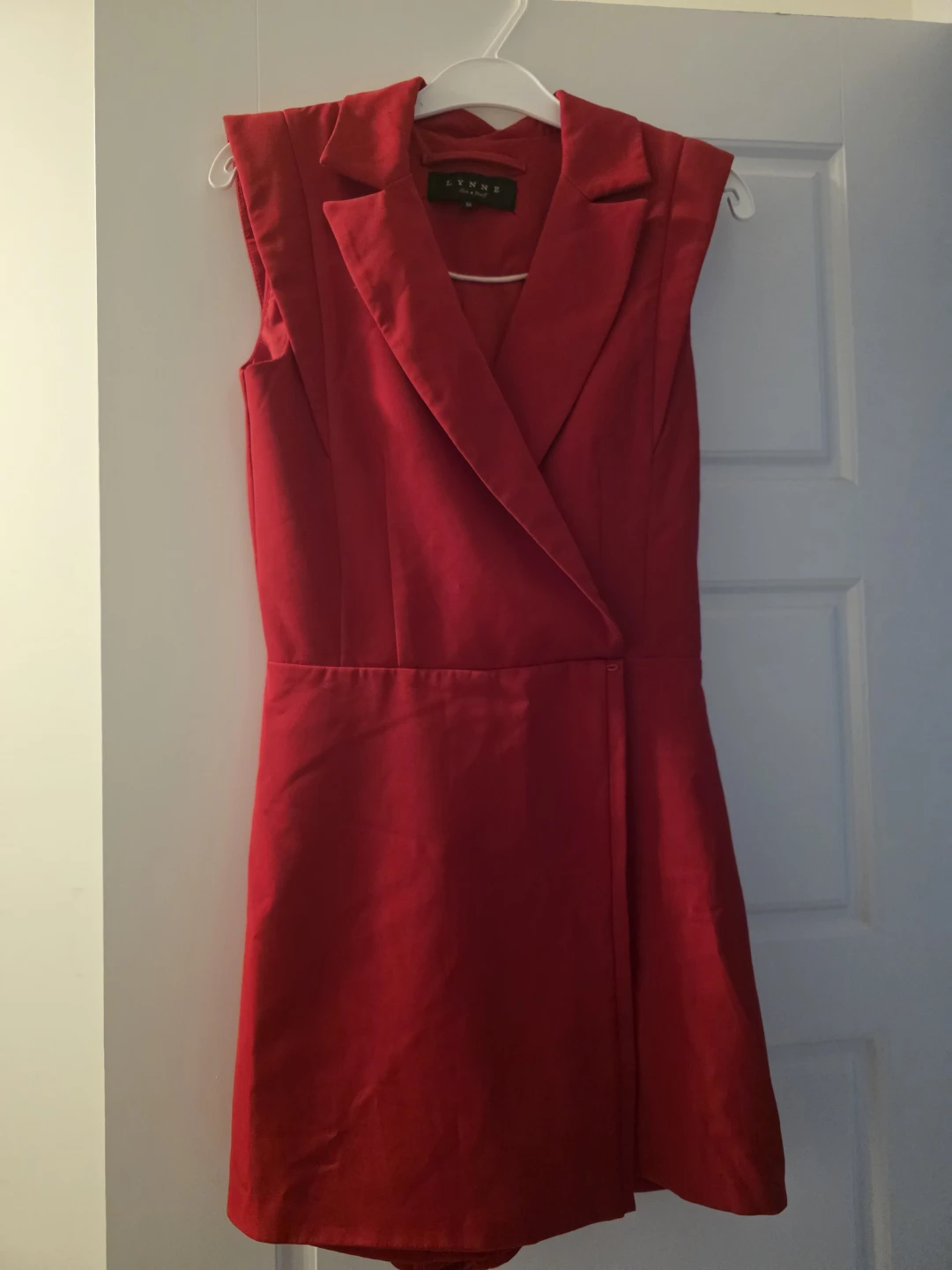 Red Sleeveless Blazer Dress - Lynne