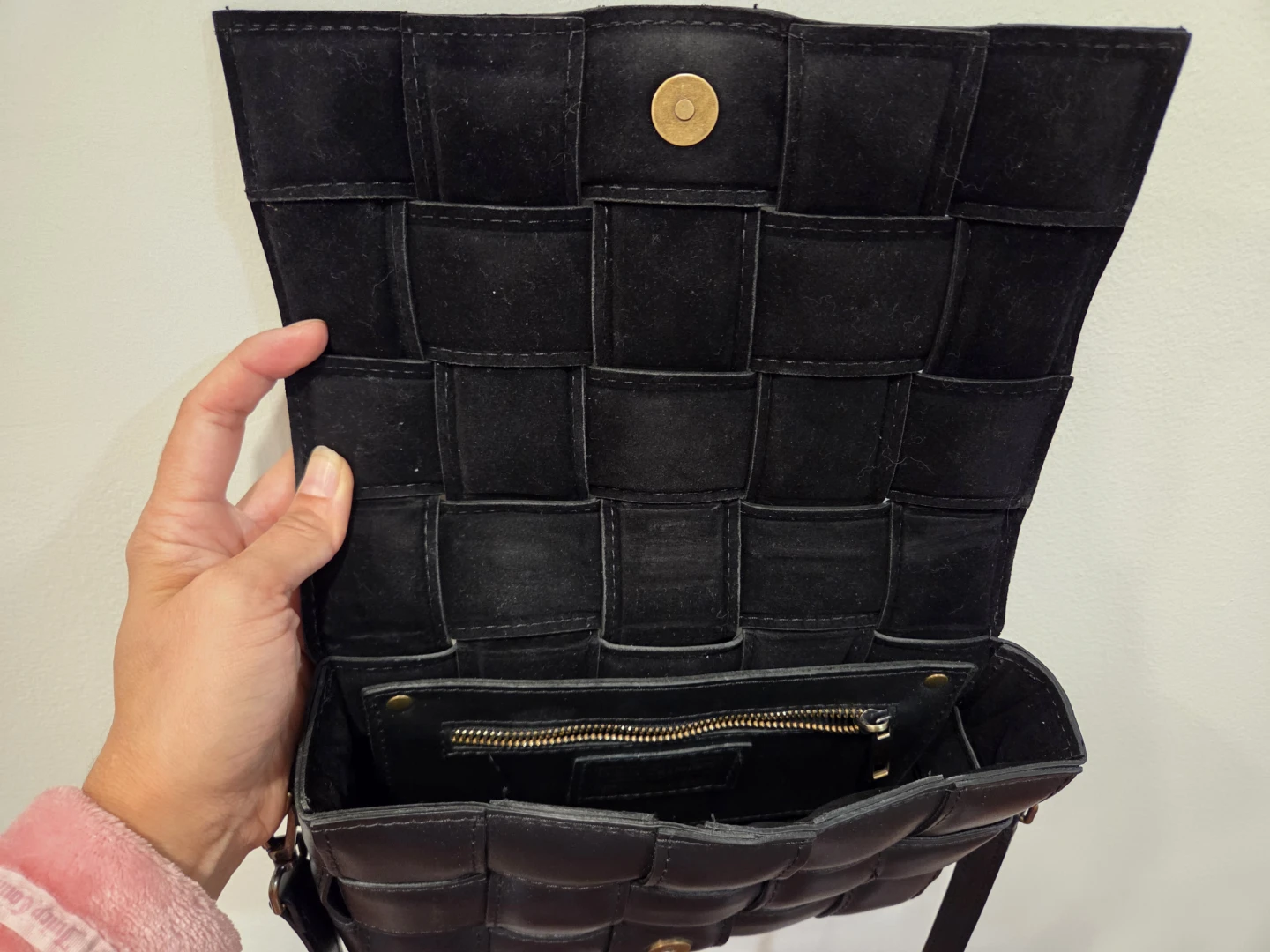 Black Woven Leather Crossbody Bag - photo 3