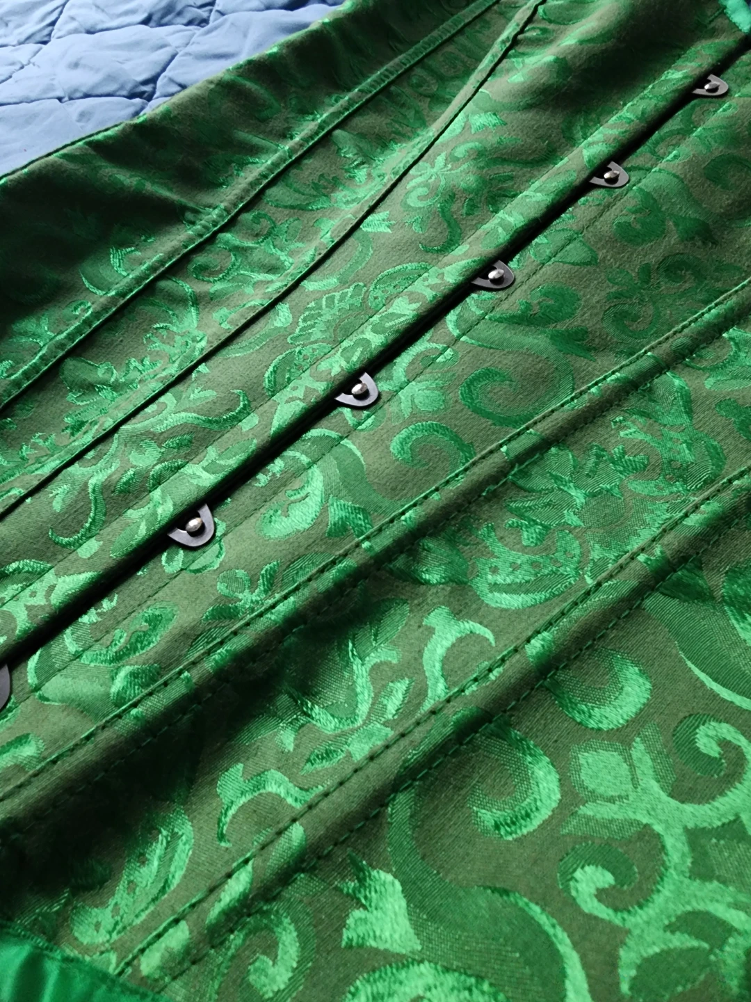 Bslingerie Overbust Green Floral Brocade Jacquard Goth Corset - photo 3