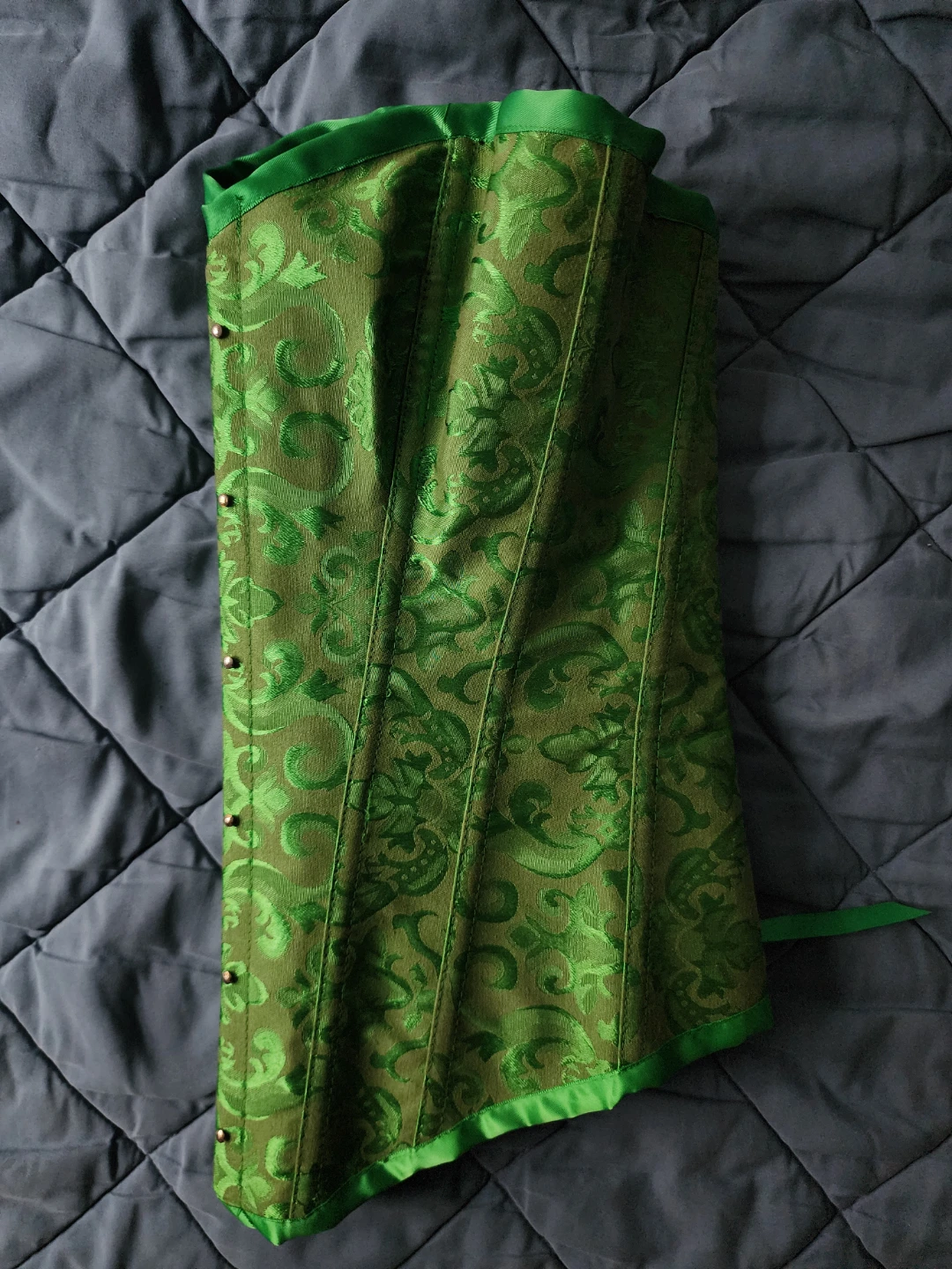 Bslingerie Overbust Green Floral Brocade Jacquard Goth Corset - photo 4