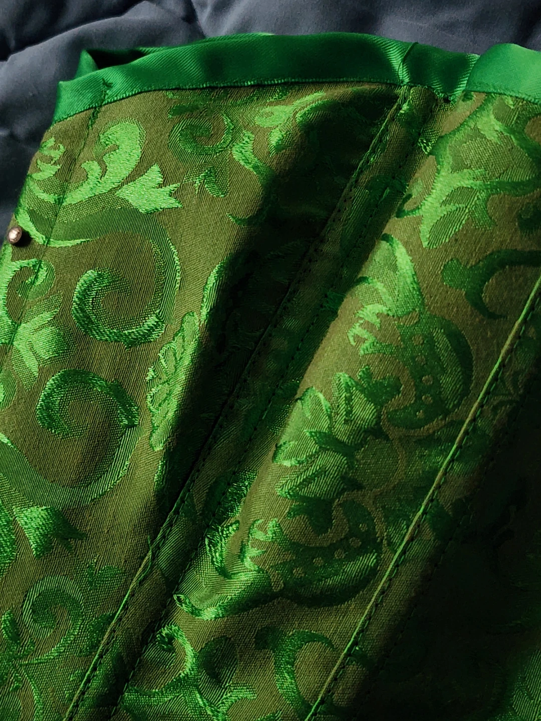 Bslingerie Overbust Green Floral Brocade Jacquard Goth Corset - photo 5
