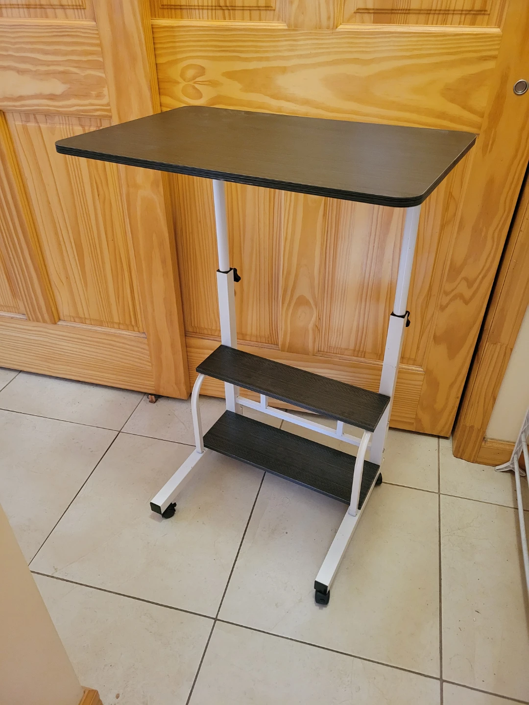 NEW Adjustable Rolling Side Table with Shelves
