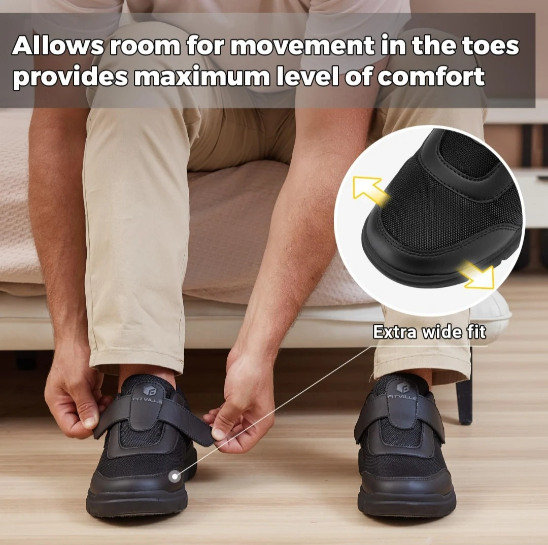 FitVille Shoes for Men Extra Wide Width, Swollen Feet Shoes ... - photo 2