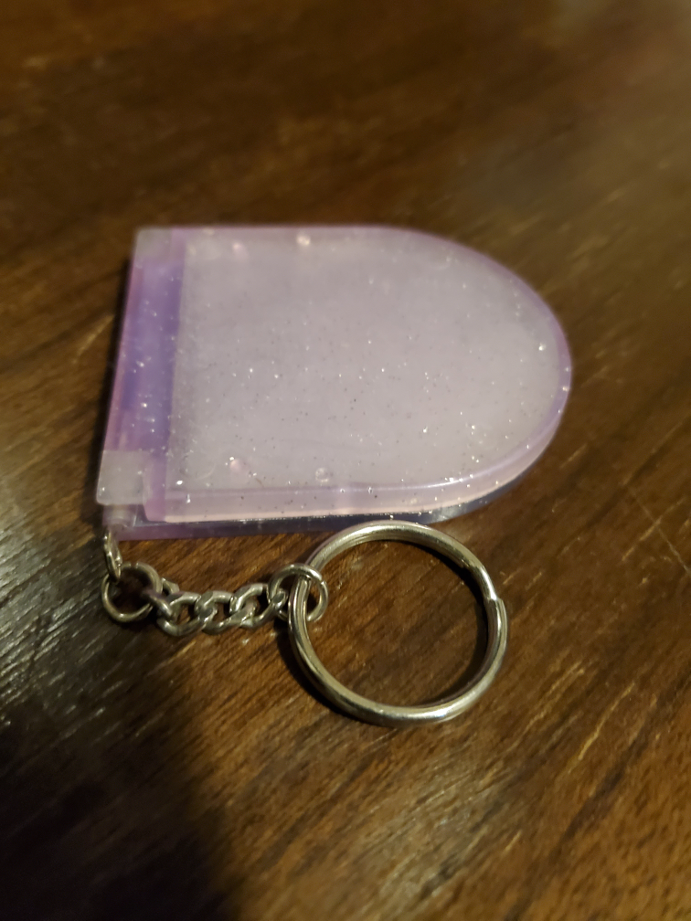 Purple Glitter Compact Mirror Keychain - photo 3