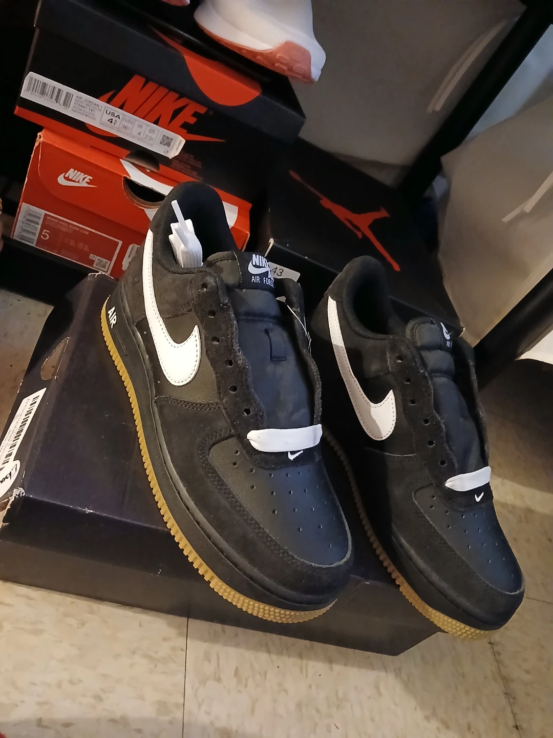 Nike Air Force 1 Black Gum Sole Sneakers