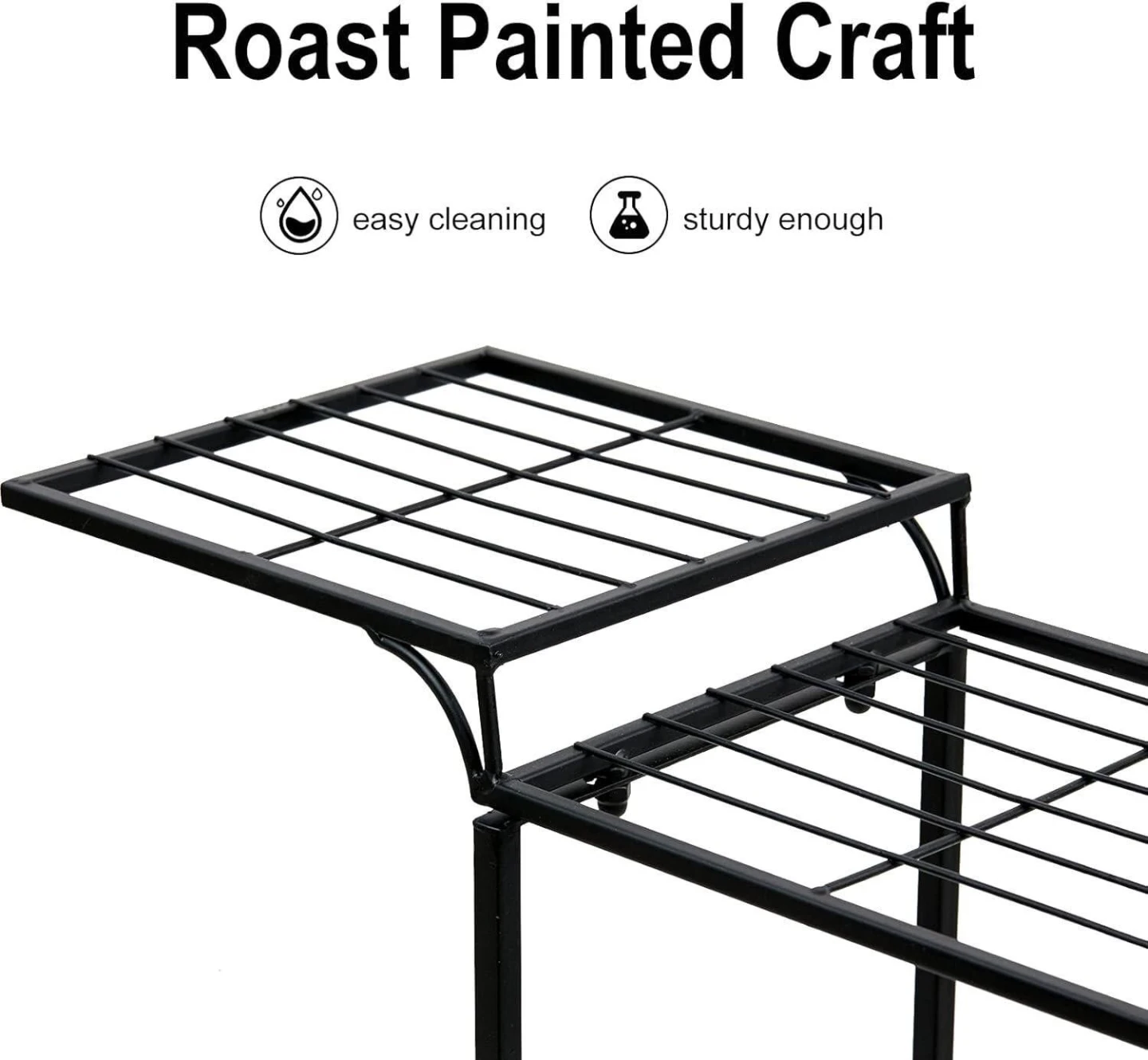 Black Metal Plant Stand with Wheels - photo 2