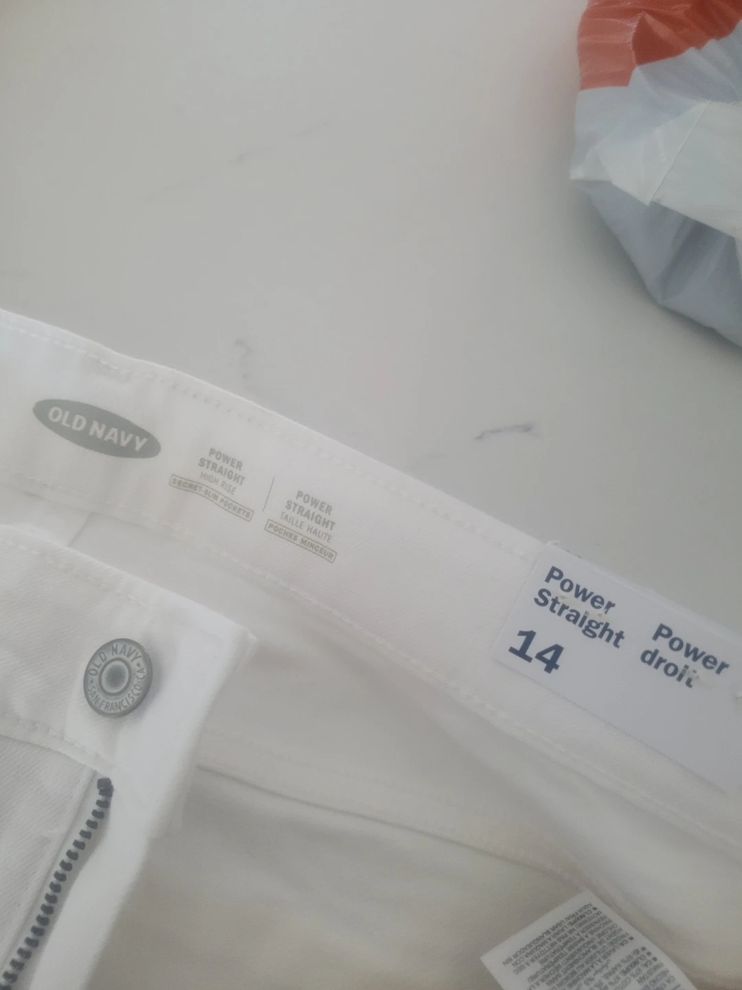 Old Navy Power Straight High Rise White Jeans Size 14 - photo 3