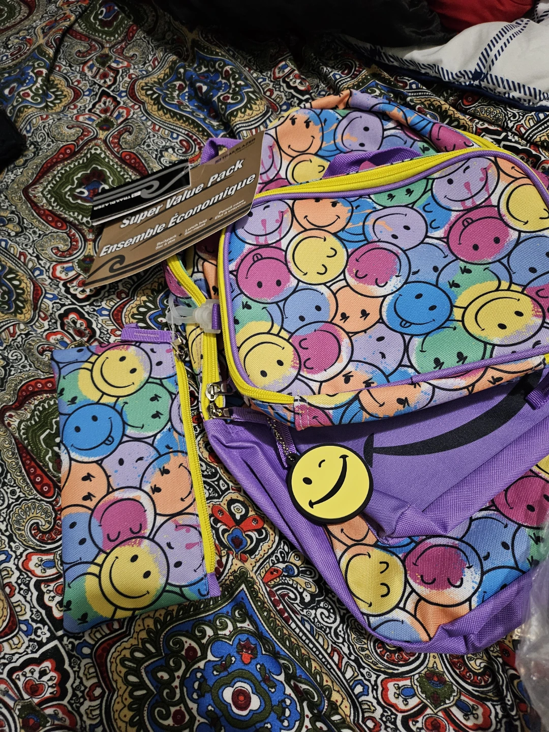 Super Value Pack Smile Face Backpack Ensemble Economique