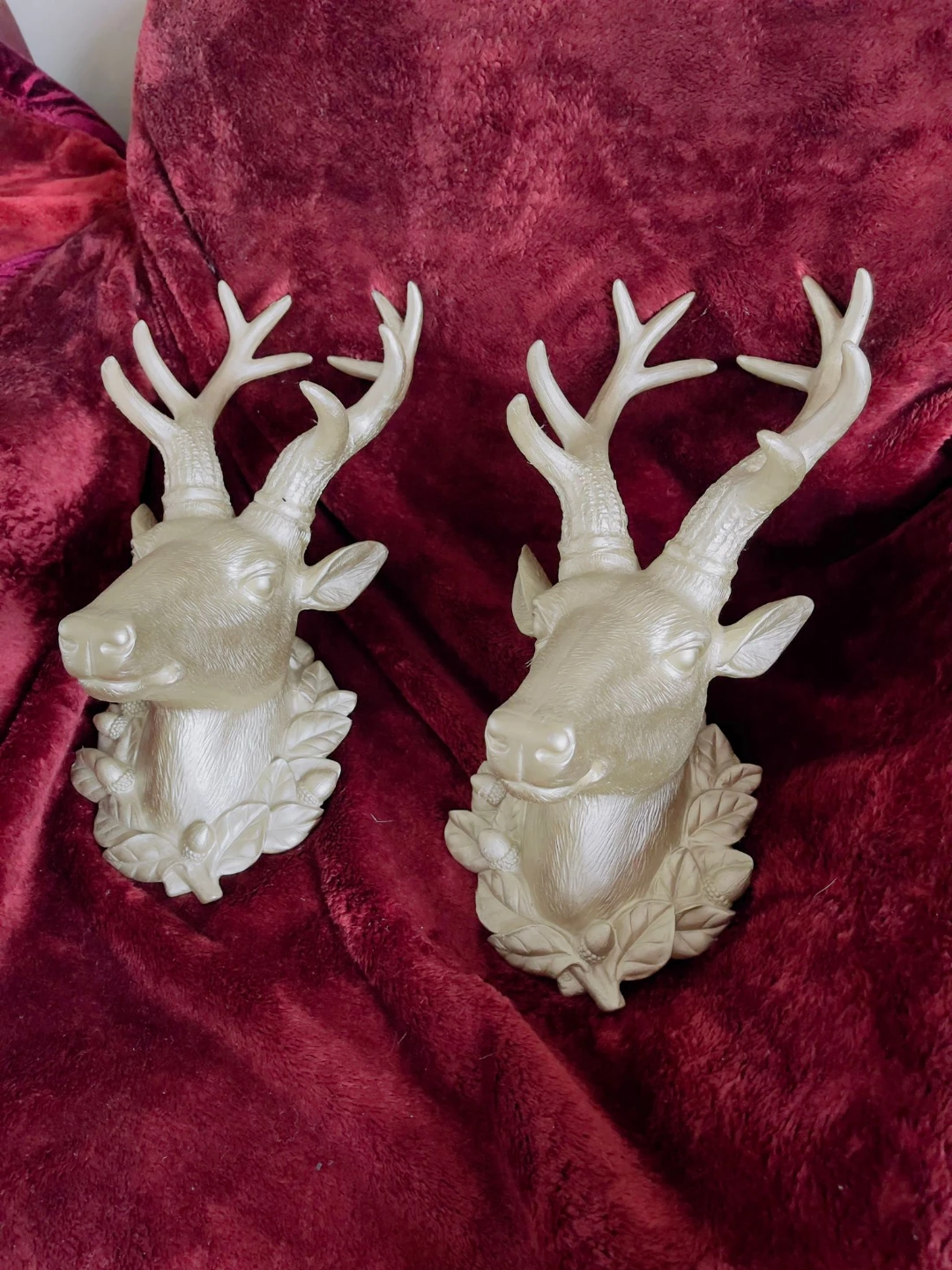 Pair of Silver Faux Deer Head Wall Mounts - photo 2