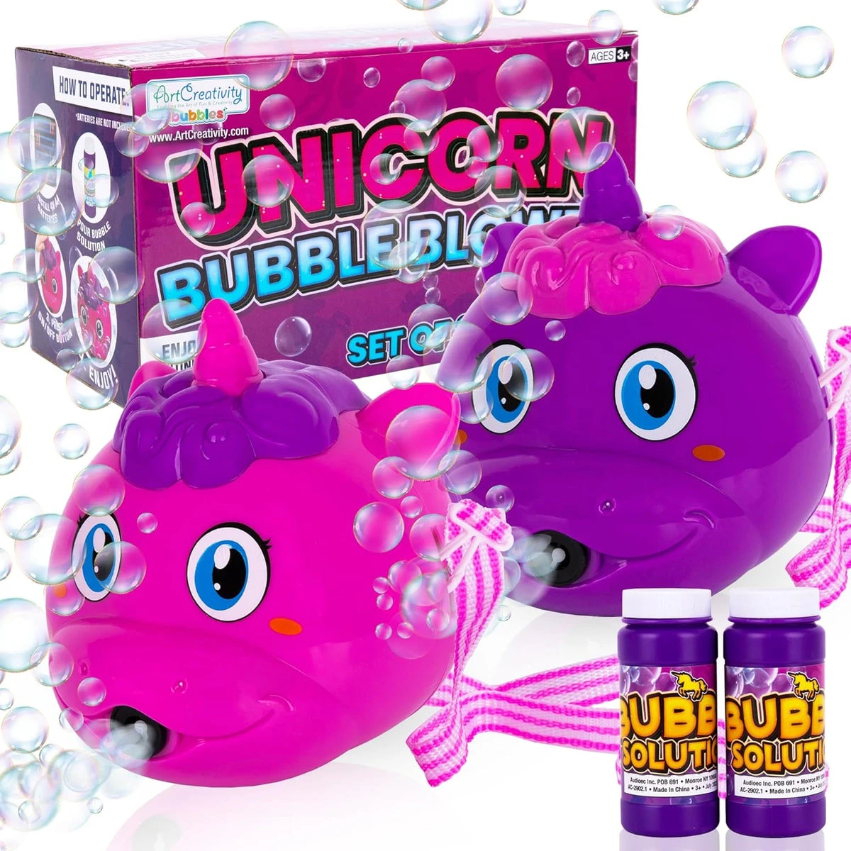 New ArtCreativity Unicorn Bubble Blower Machine Set of 2 - photo 3