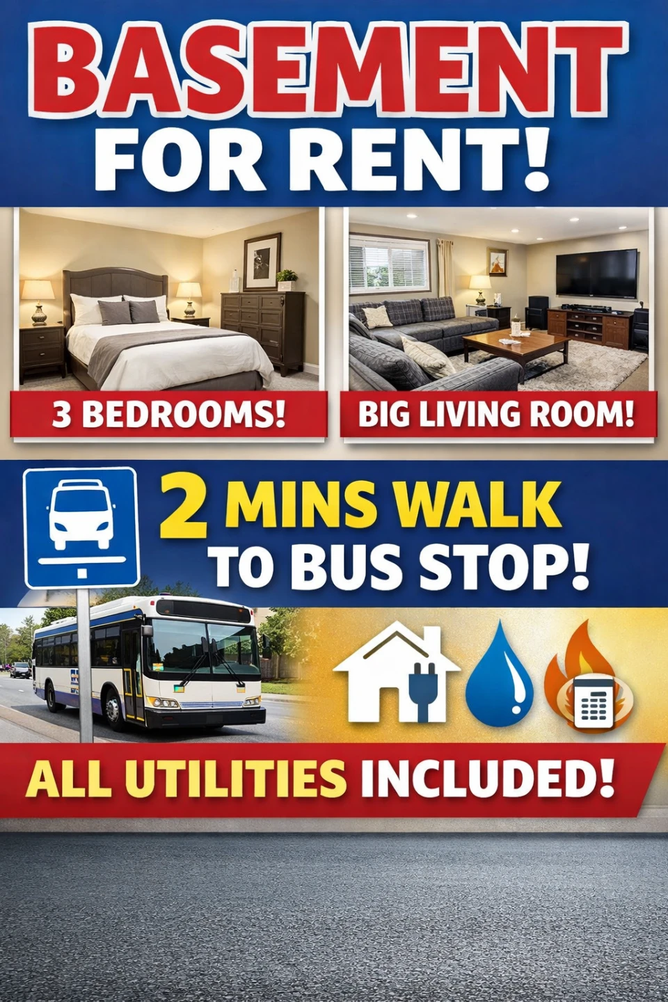 Basement for Rent - 3 Bedrooms