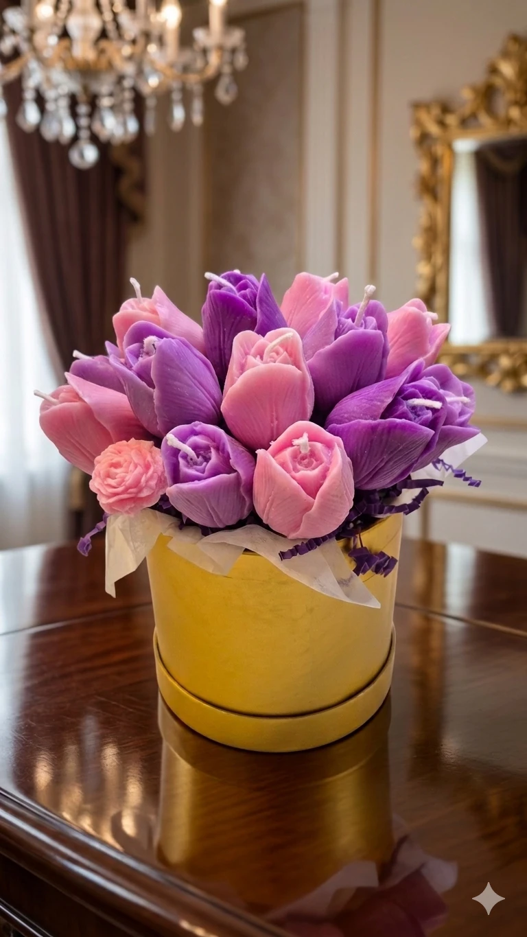 Tulip Bouquet Scented Candles - Pink & Purple