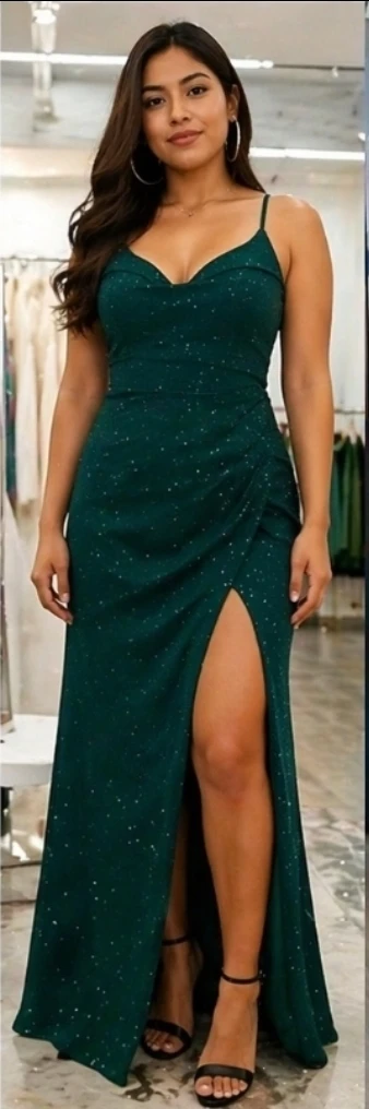 [Ladivine] Elegant Emerald Green Glitter Prom Dress - Size 4 - photo 3