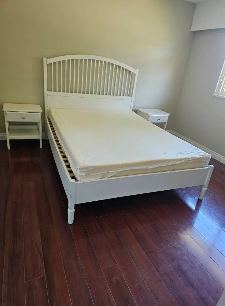 White Spindle Headboard Bed Frame