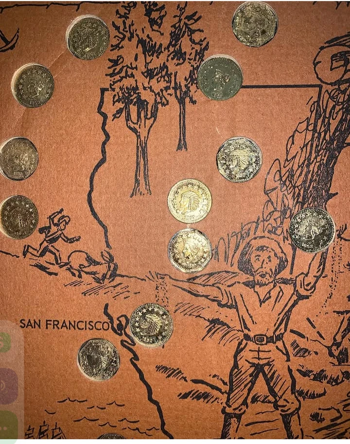 Vtg Rare California Gold Rush of 1848 Display with Coins - photo 3