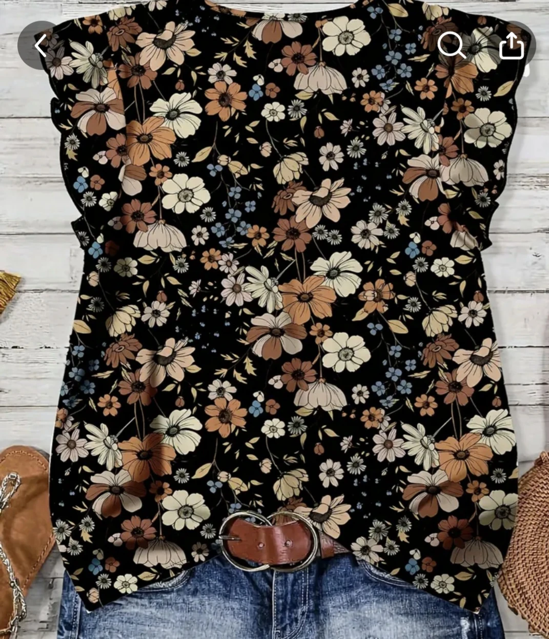 Women's Floral Print V-Neck Button-Up Top - photo 3