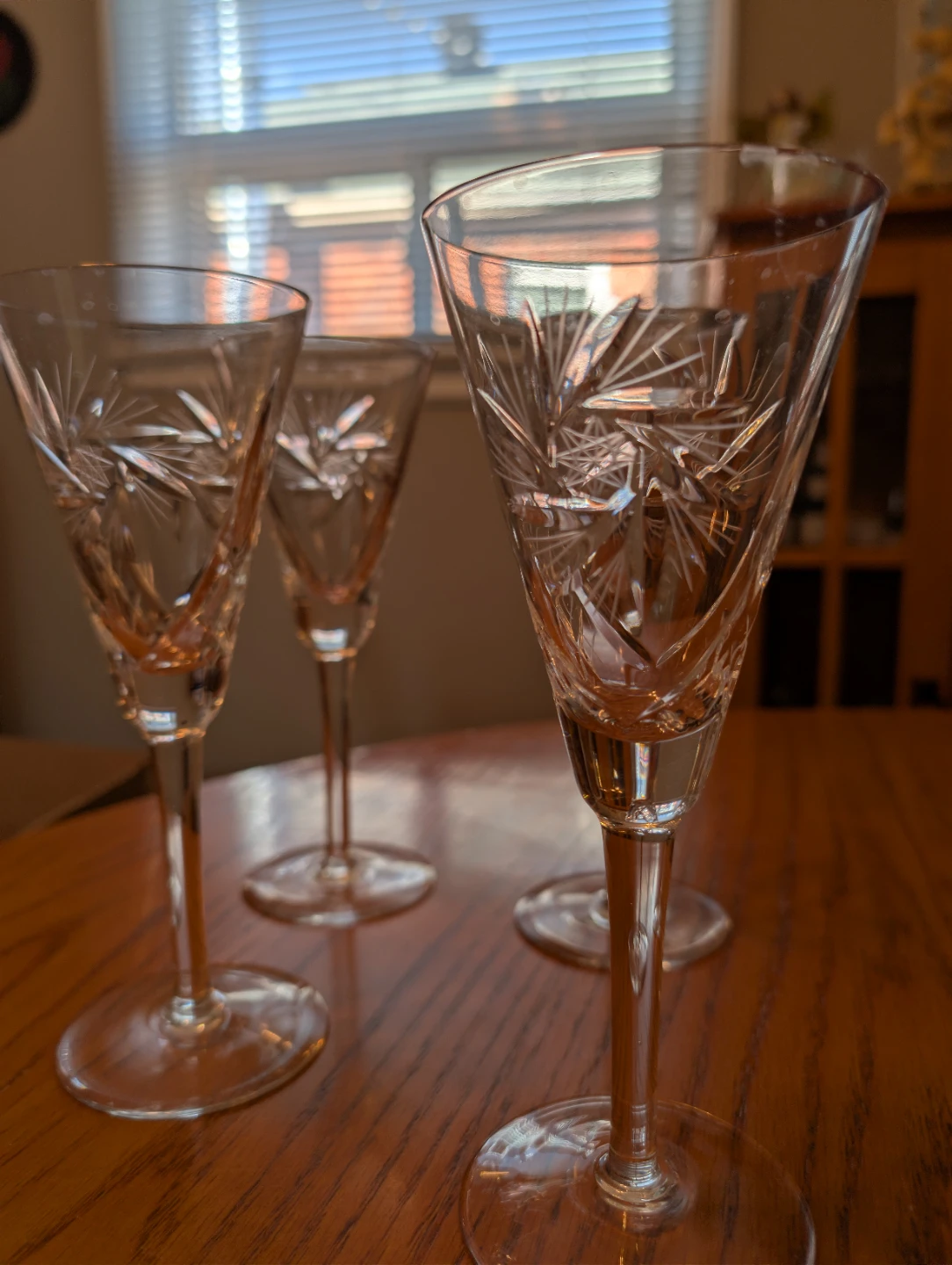 Set of 4 Cut Crystal Champagne Glasses