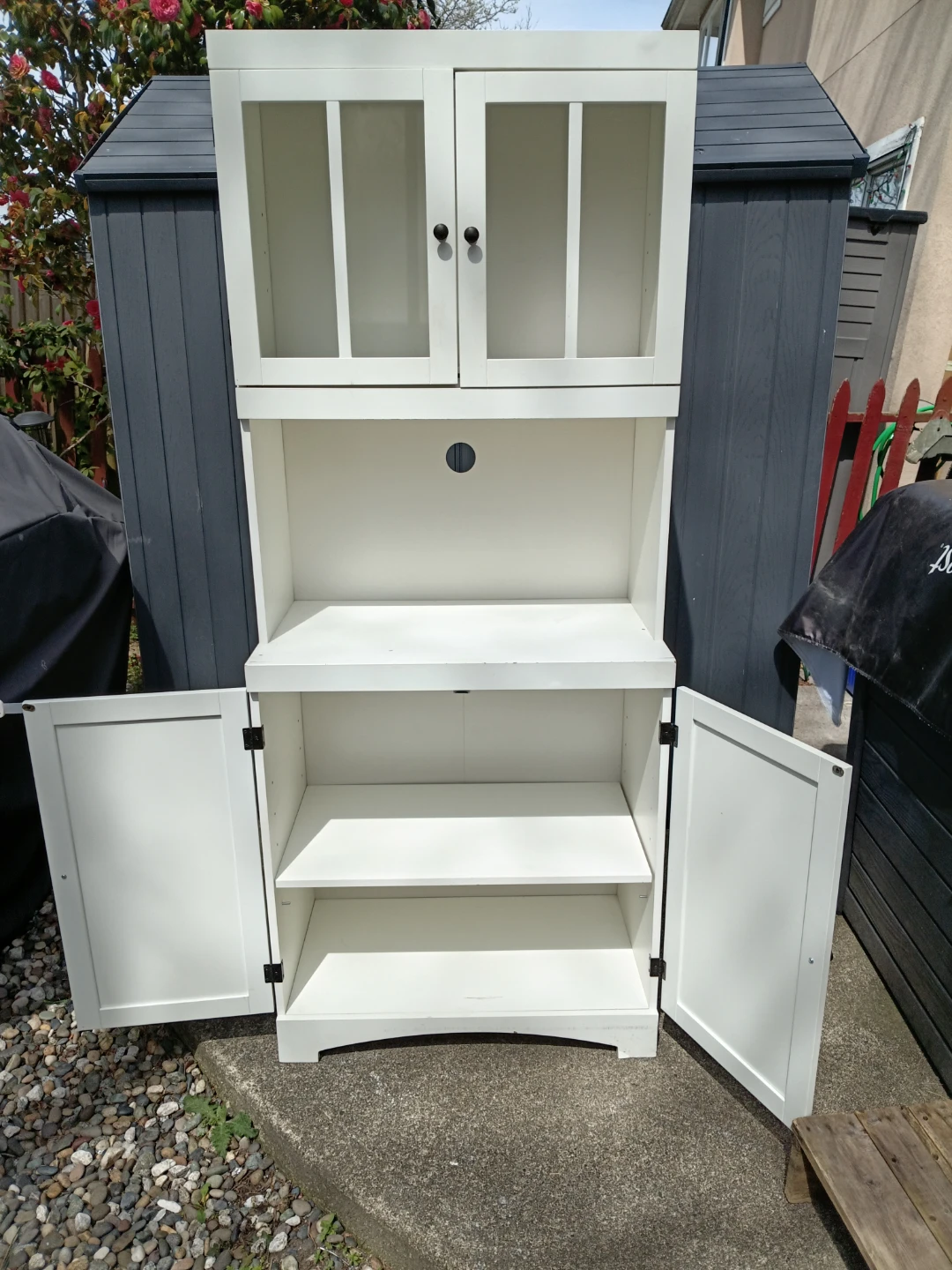 White Display Cabinet with Glass Doors - photo 2