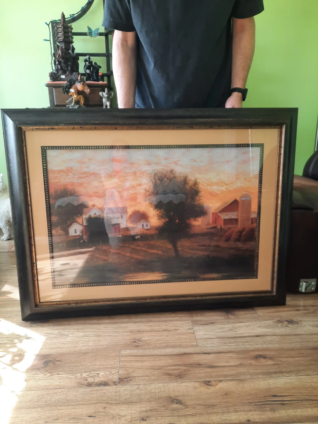 Framed Sunset Farm Landscape Art Print