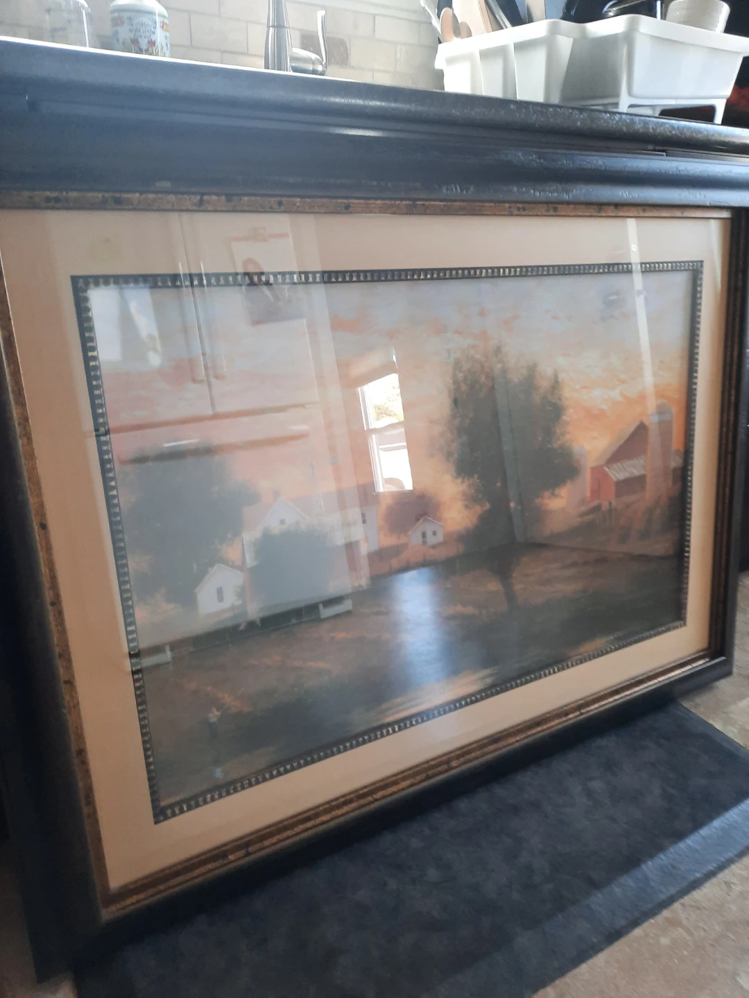 Framed Sunset Farm Landscape Art Print - photo 5
