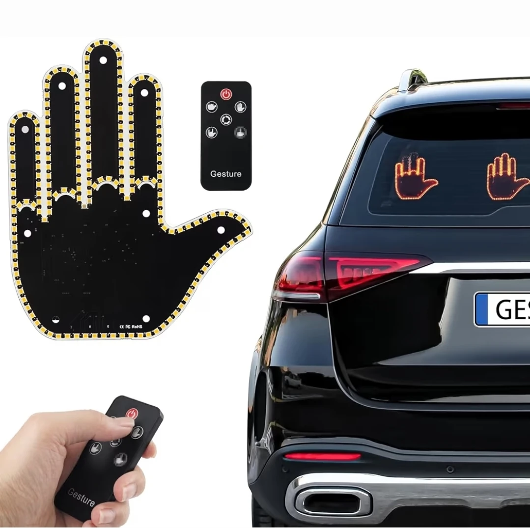 LED Car Gesture Light w/ Remote, Funny Completely Legal