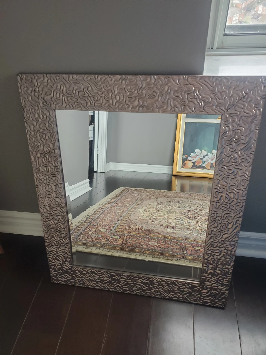 Decorative Wall Mirror with Textured Frame