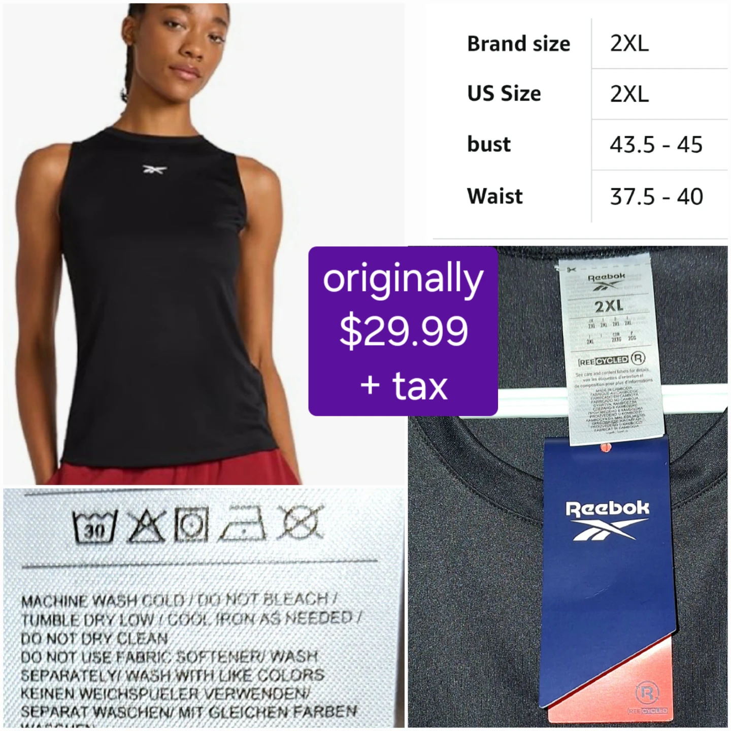 NEW Reebok tank - dry fit 2XL - photo 2