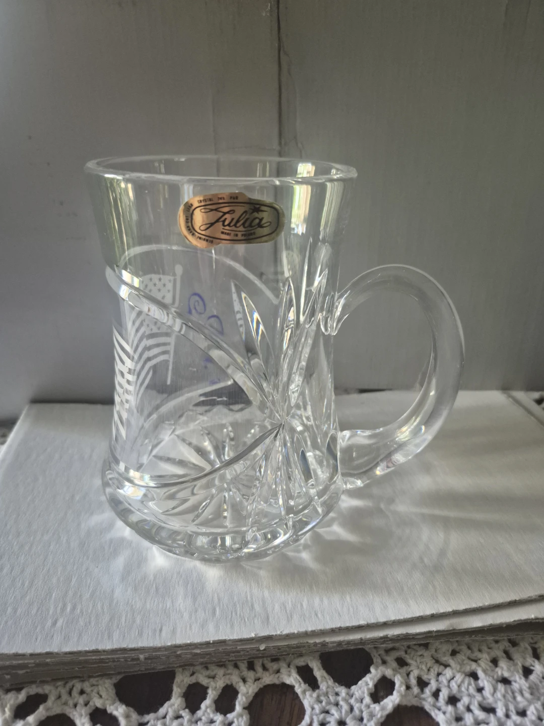 Julia Crystal Glass Mug with American Flag Design