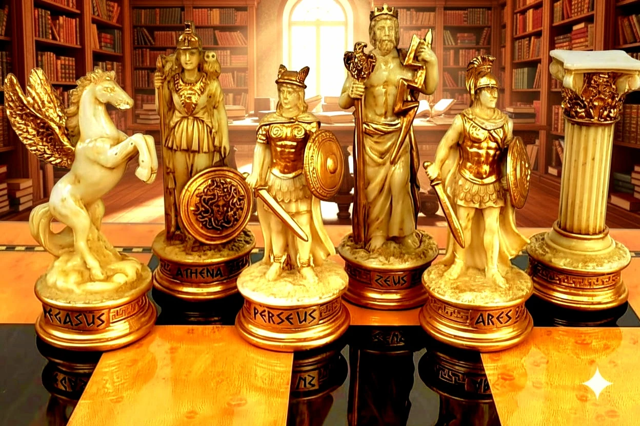 Greek Mythology Olympus Gods Zeus vs Poseidon Chess Pieces - photo 2