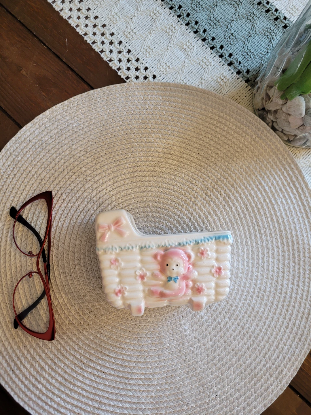 Vintage Ceramic Baby Basket Planter - photo 2