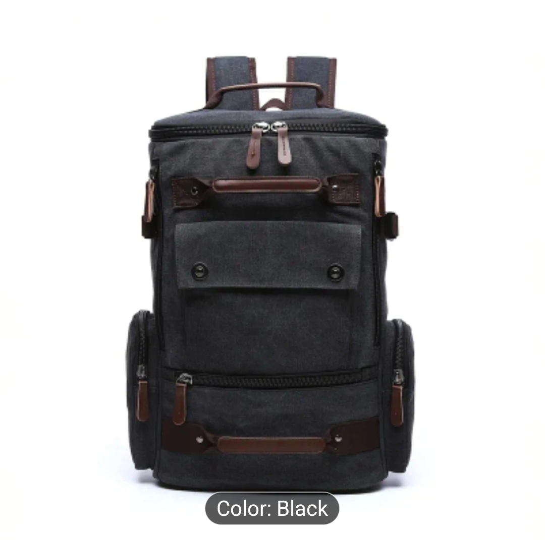 Vintage Canvas Backpack - Black