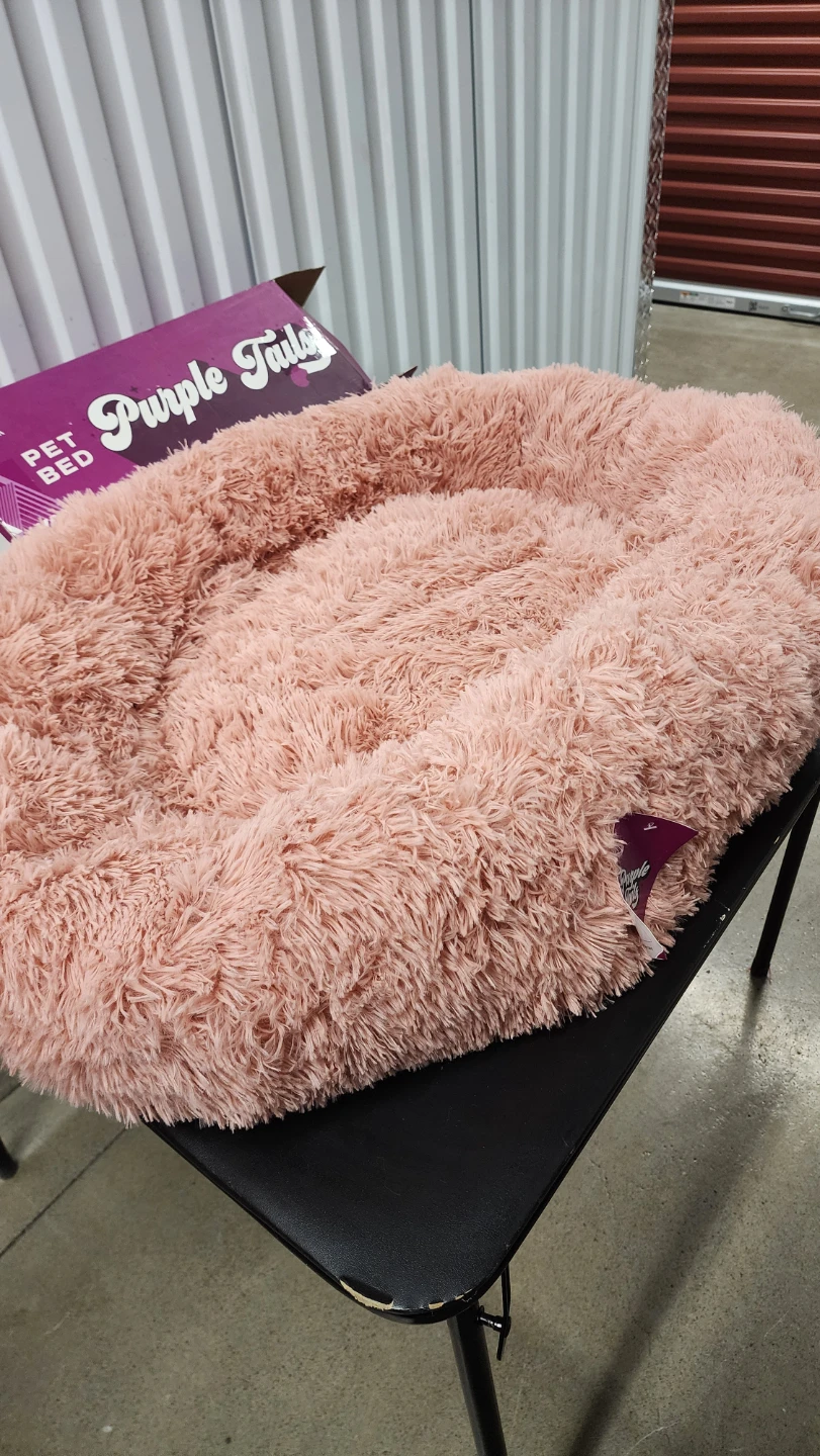 Purple Tails Pet Bed - Plush Round Dog Cat Bed - photo 3