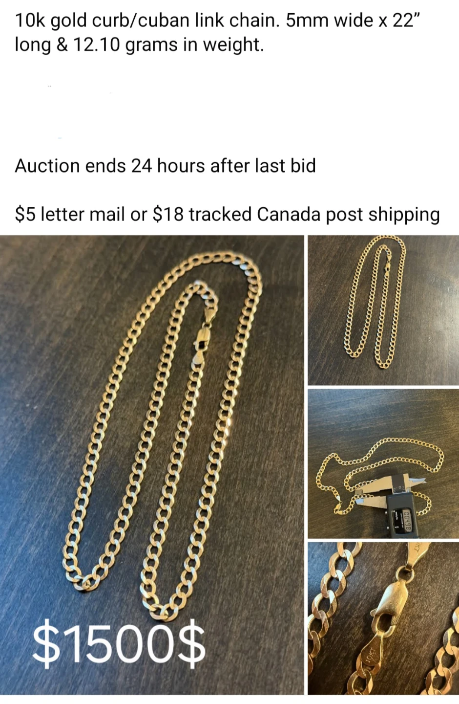 10k gold Cuban link 5mm 22 in h long