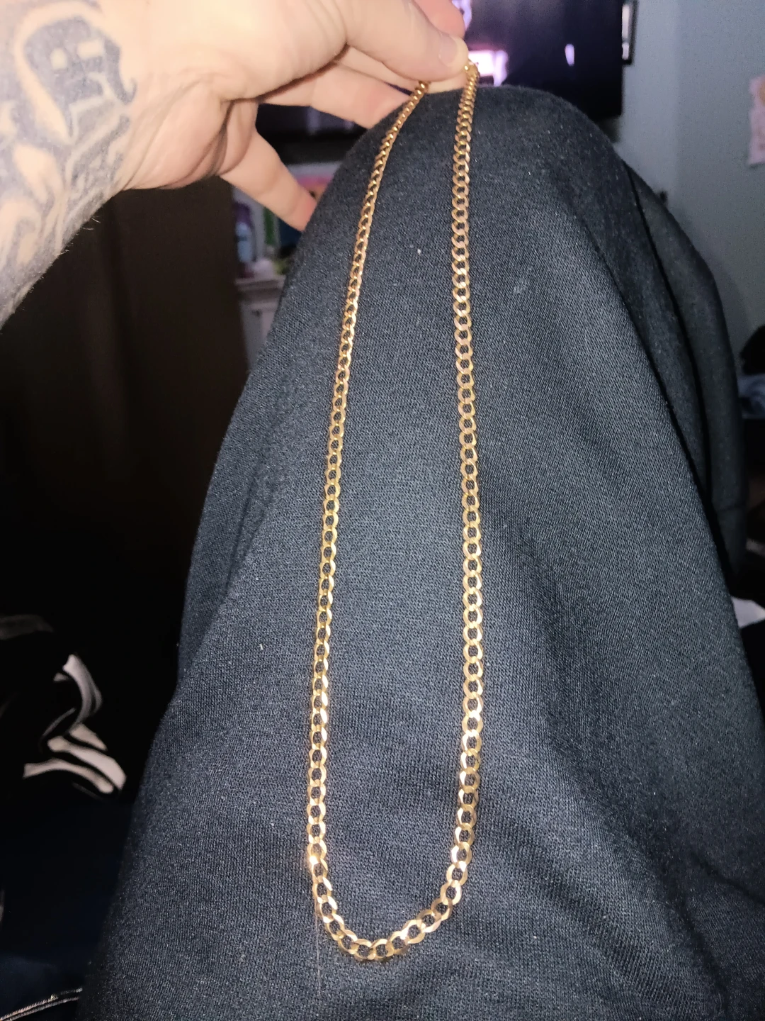 10k gold Cuban link 5mm 22 in h long - photo 3