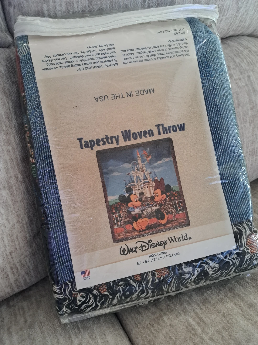 Walt Disney World Tapestry Woven Throw Blanket 50"x60"