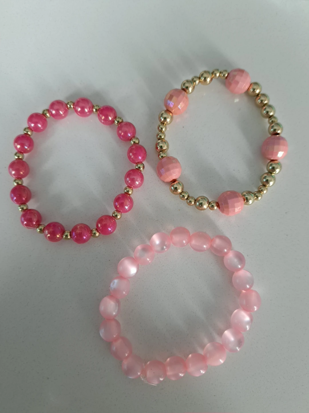 Set of 3 Pink Beaded Bracelets