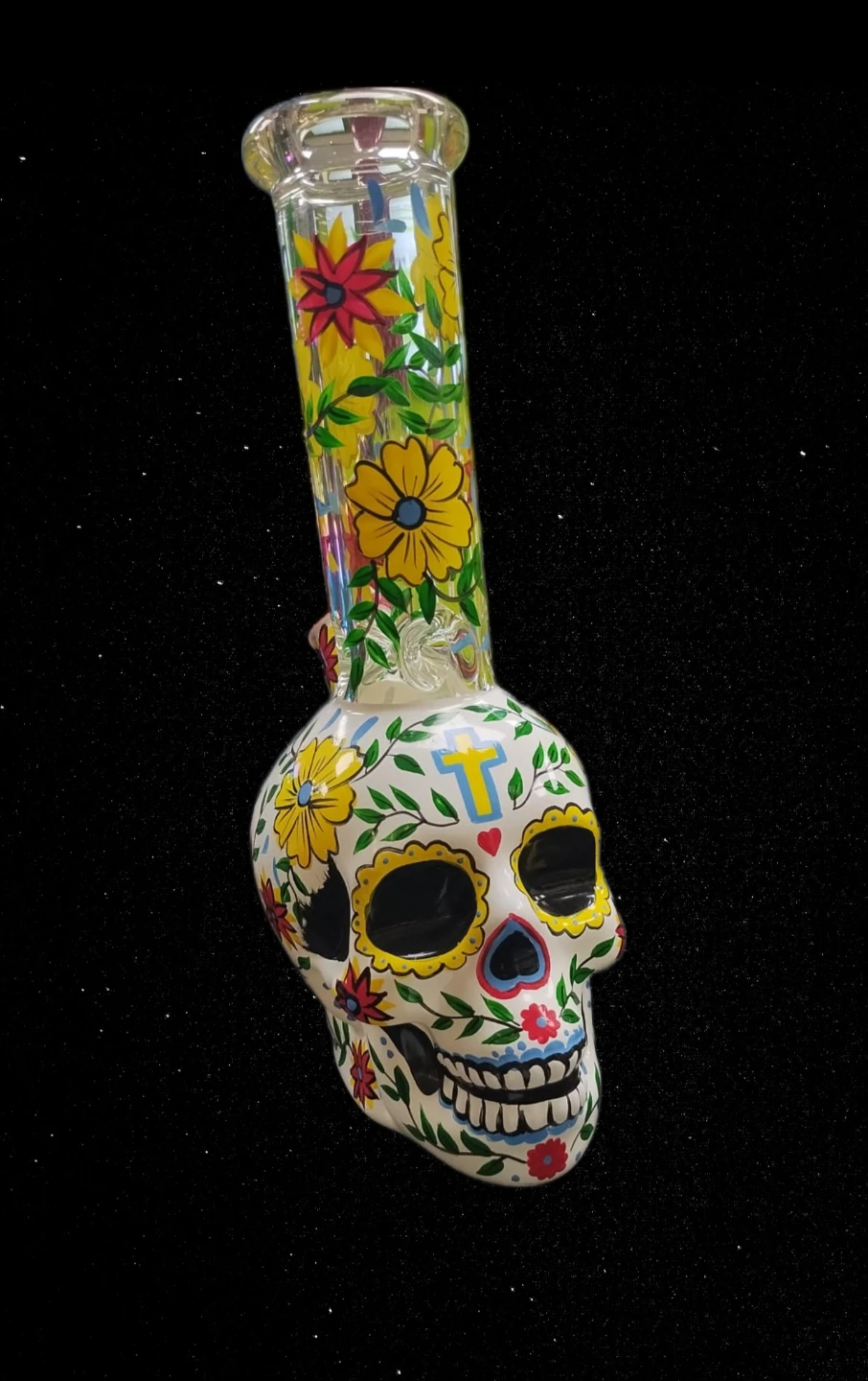 Skull Bong with Sugar Skull Design