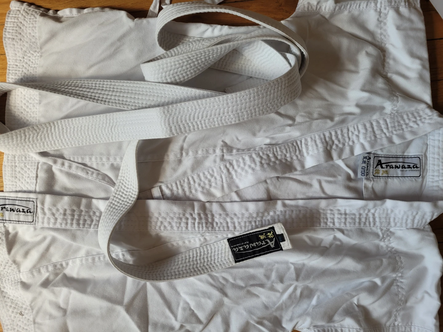 Aranwaza White Karate Uniform with white Belt - photo 3