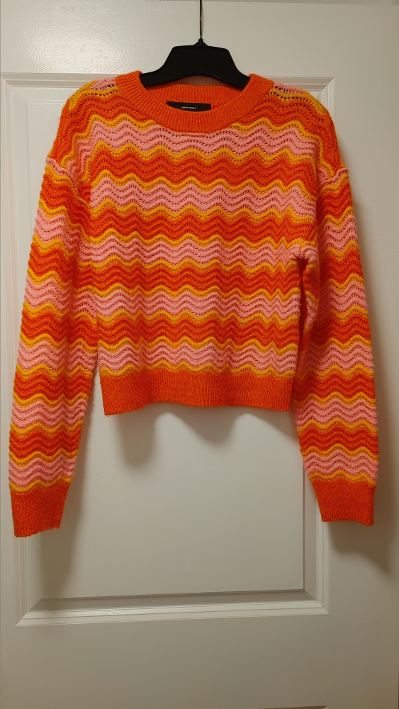 Women's Knit Sweater - Orange/Pink/Yellow - Size S