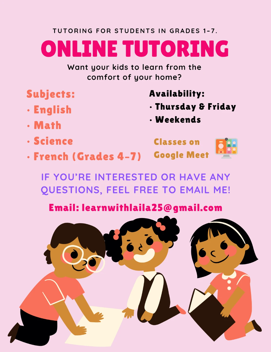 Online Tutoring for Grades 1-7