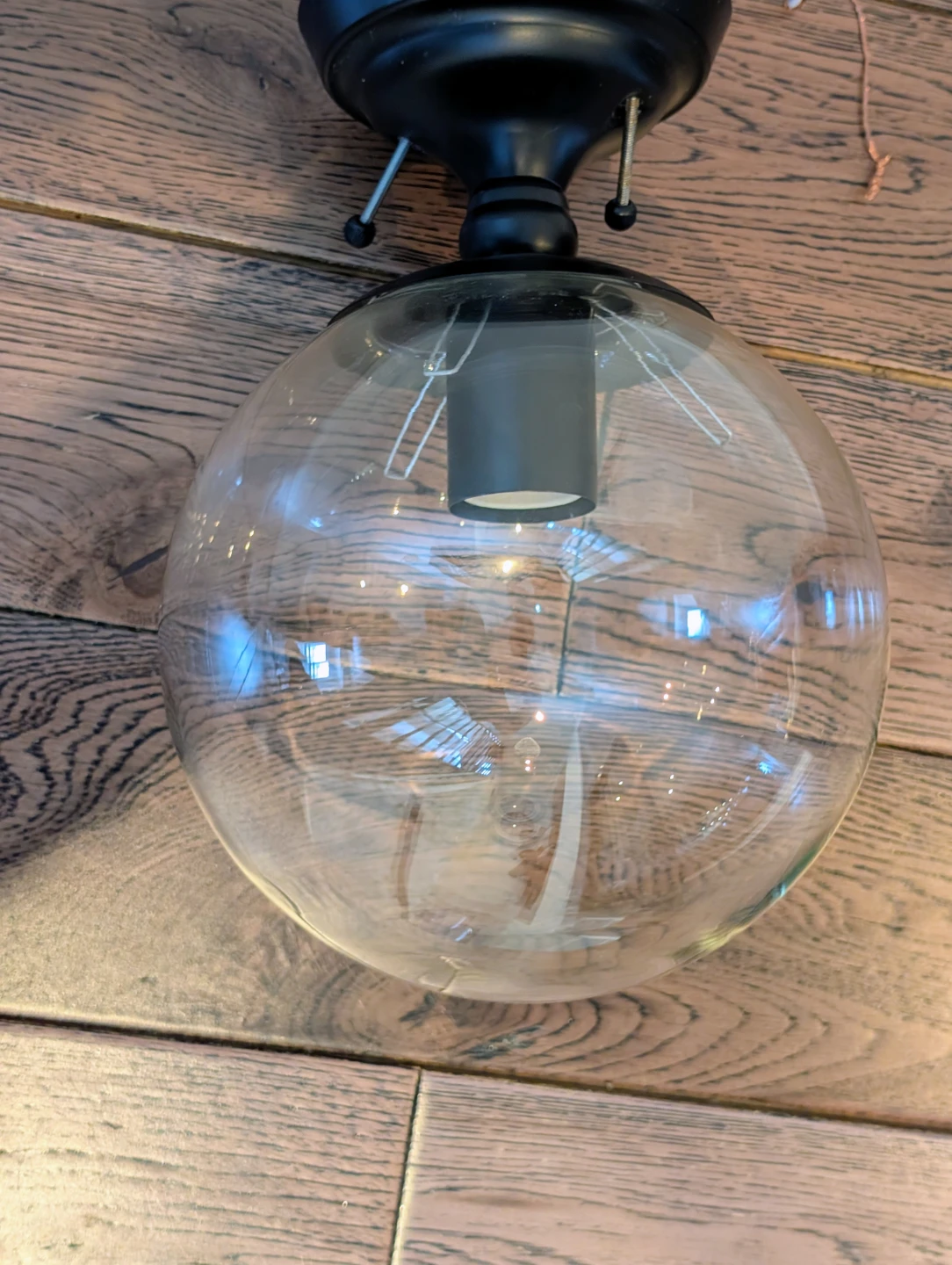 Black Flush Mount Globe Light Fixture with Clear Glass Shade - photo 4