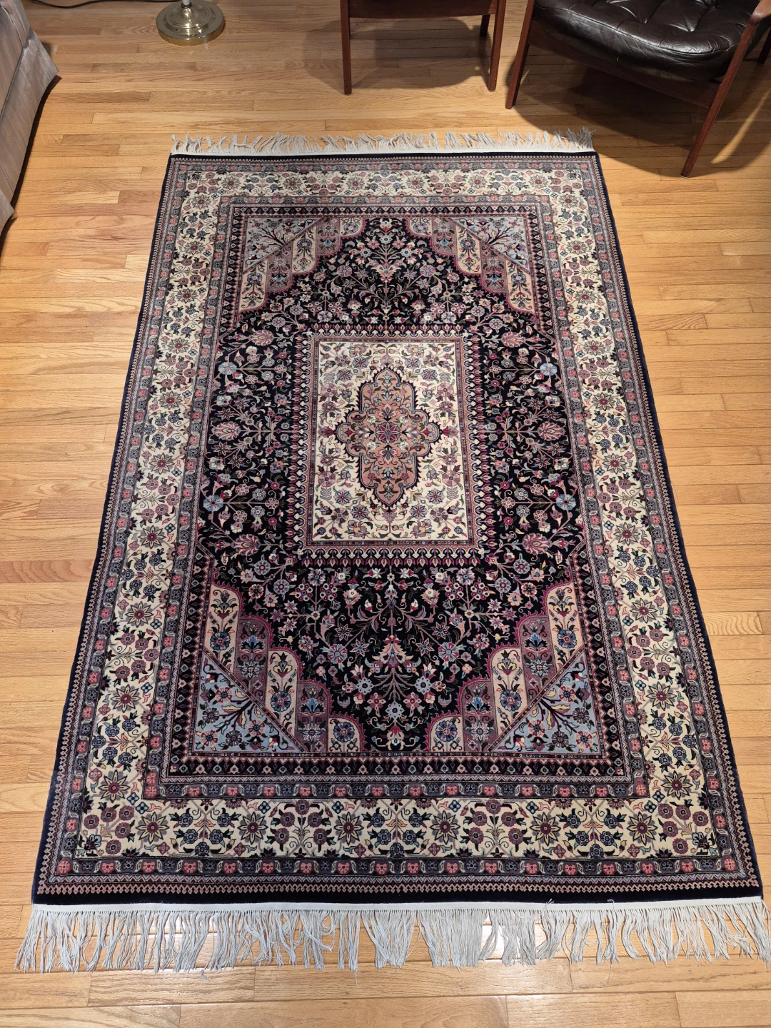 Persian Carpet Royal Kirman Rug: 400 knots per square inch