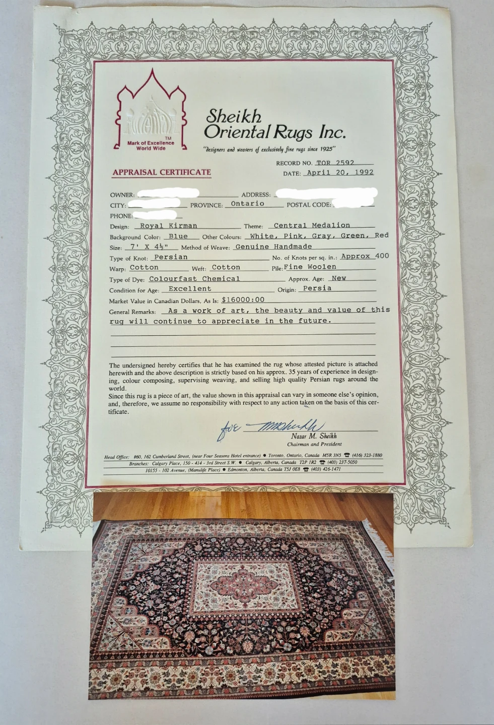 Persian Carpet Royal Kirman Rug: 400 knots per square inch - photo 5
