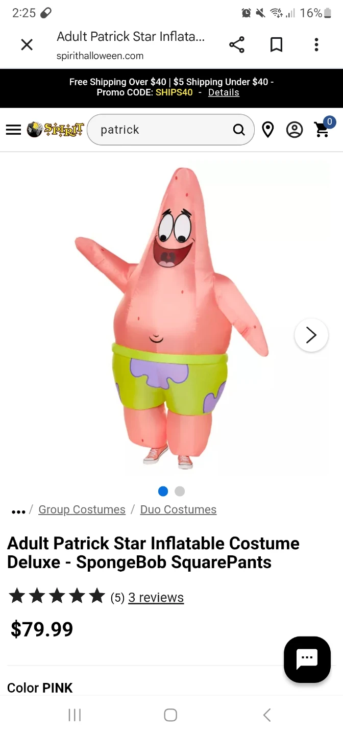 Adult Patrick Costume
