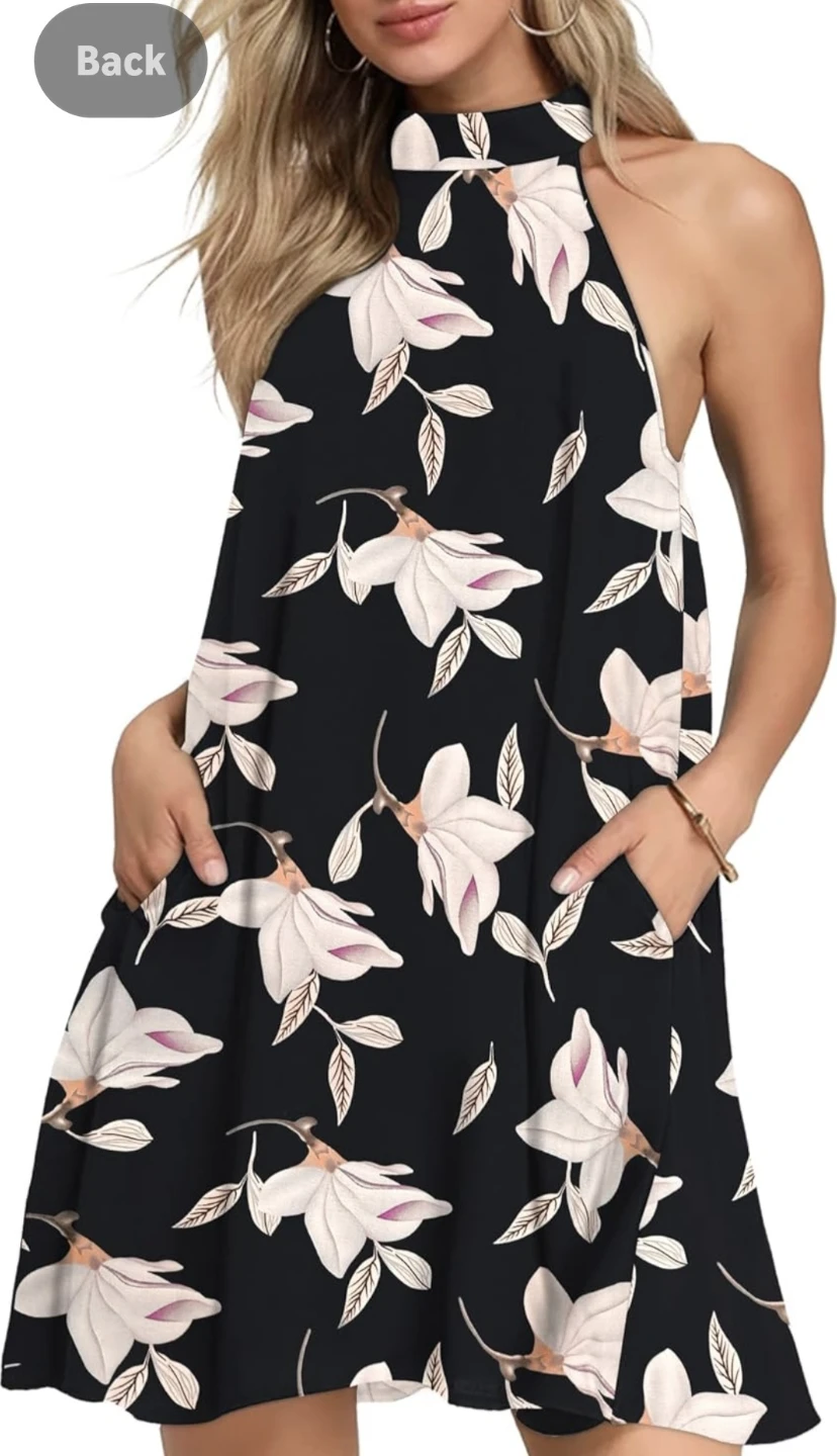 Women's Summer Halter Neck Sleeveless Casual Beach Sundress