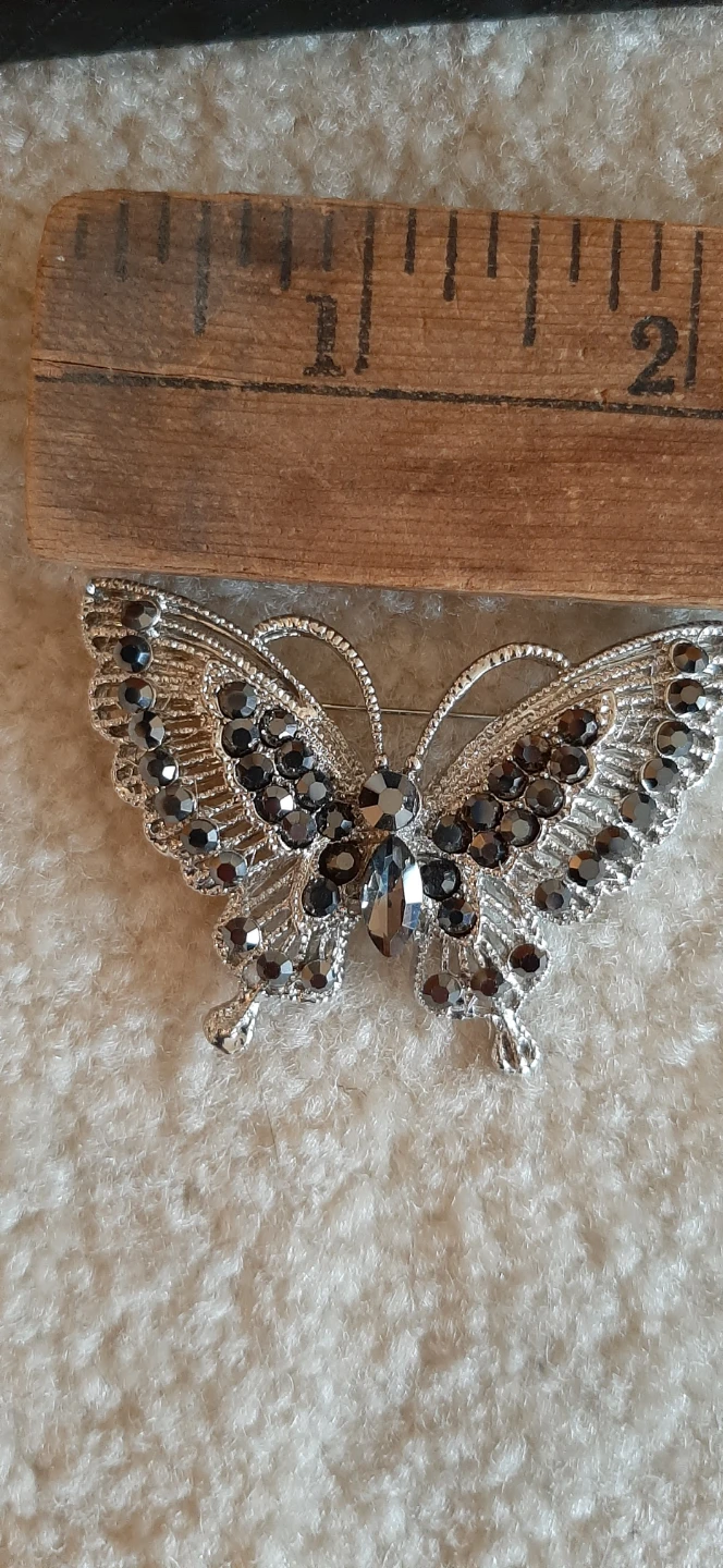 Silver Tone Butterfly Brooch with Rhinestones - photo 4